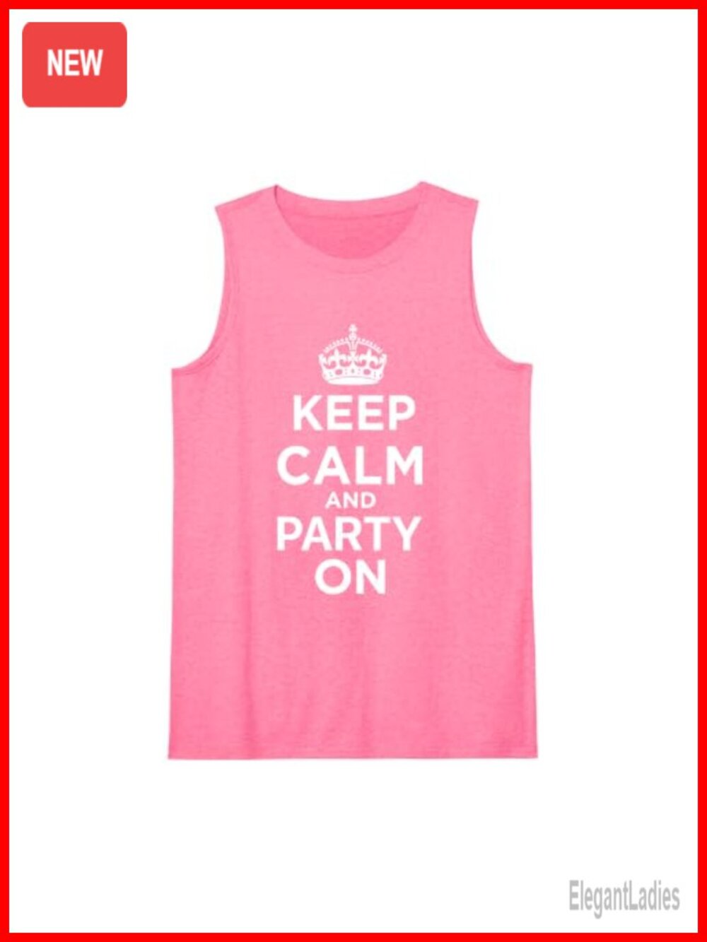 Women's Keep Calm Party On Tank Top Sleeveless Cotton Novelty Graphic Tee
